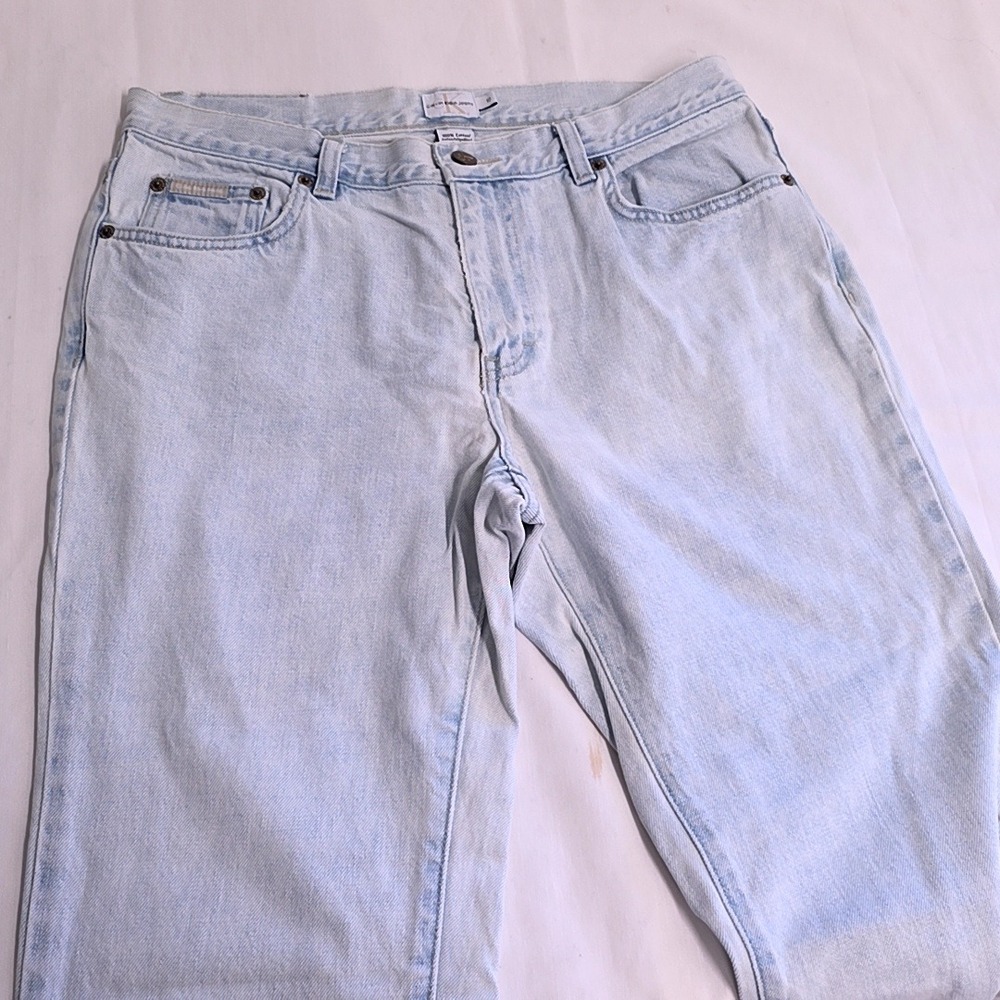 Calvin Klein Jeans Straight Leg Women 10 Light Wash 100% Cotton Y2K Retro Mom